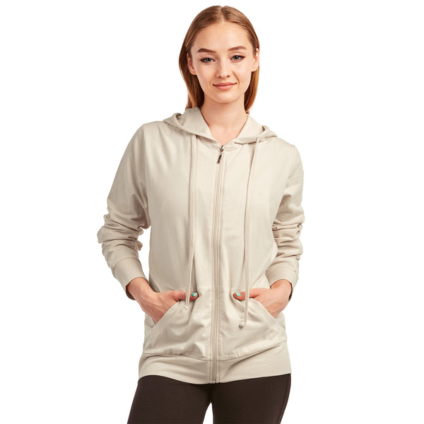 SOFRA LADIES SINGLE JERSEY ZIP-UP HOODIE JACKET (HDC7000A/XA_OAT