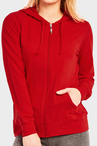 womens red zipper hoodie