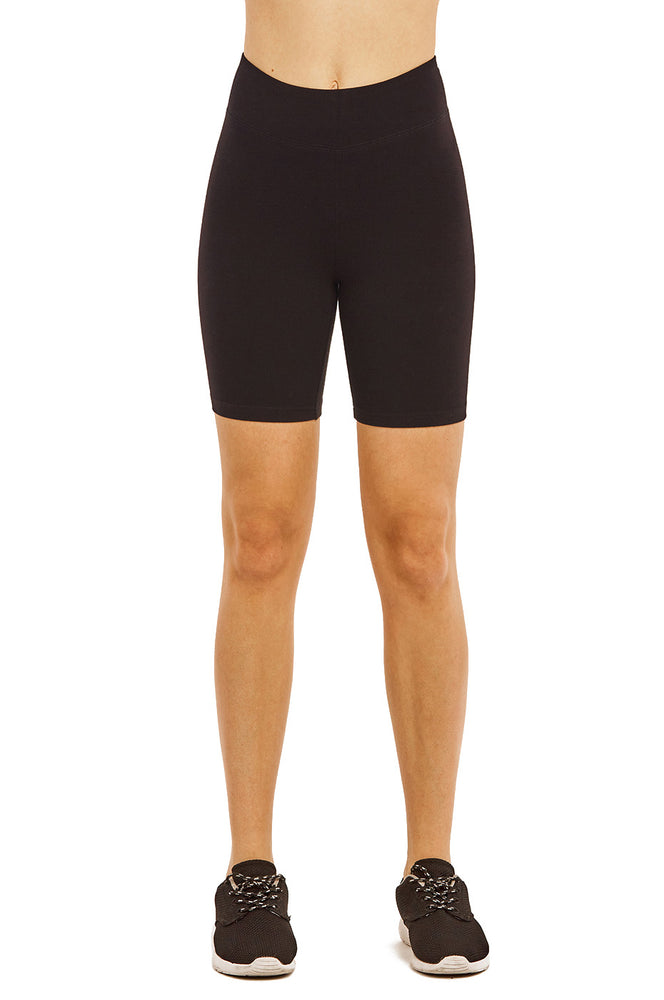 COTTONBELL LADIES COTTON 15 INCH OUTSEAM SHORTS WITH WIDE WAISTBAND (WP4015C_BLACK)