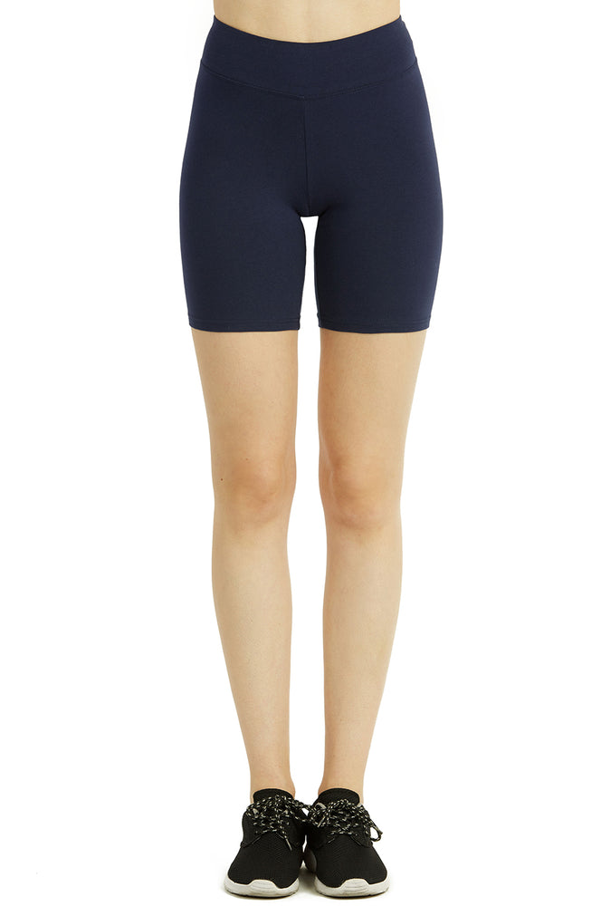 COTTONBELL LADIES COTTON 15 INCH OUTSEAM SHORTS WITH WIDE WAISTBAND (WP4015C_NAVY)