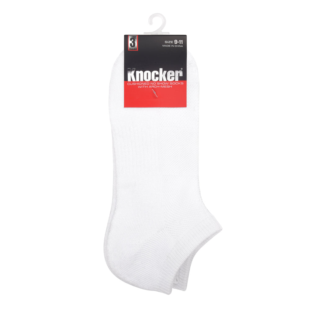 KNOCKER MEN'S HALF CUSHIONED NO SHOW SOCKS WITH ARCH SUPPORT AND MESH (WCA)