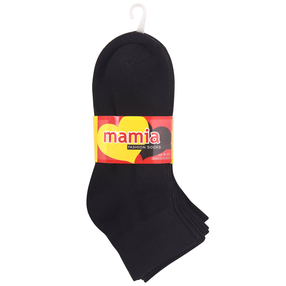MAMIA QUARTER PLAIN SPANDEX SOCKS (70093_BLACK)