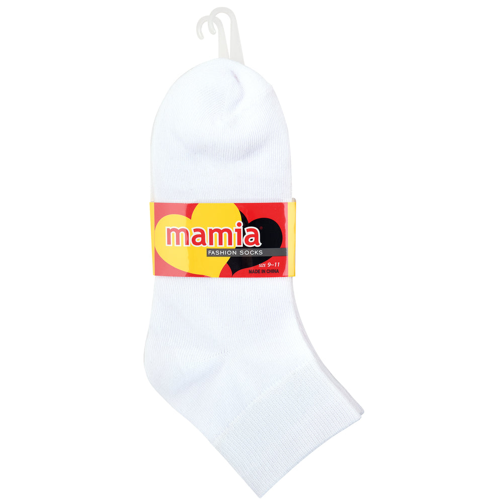 MAMIA QUARTER PLAIN SPANDEX SOCKS (70093_WHITE)