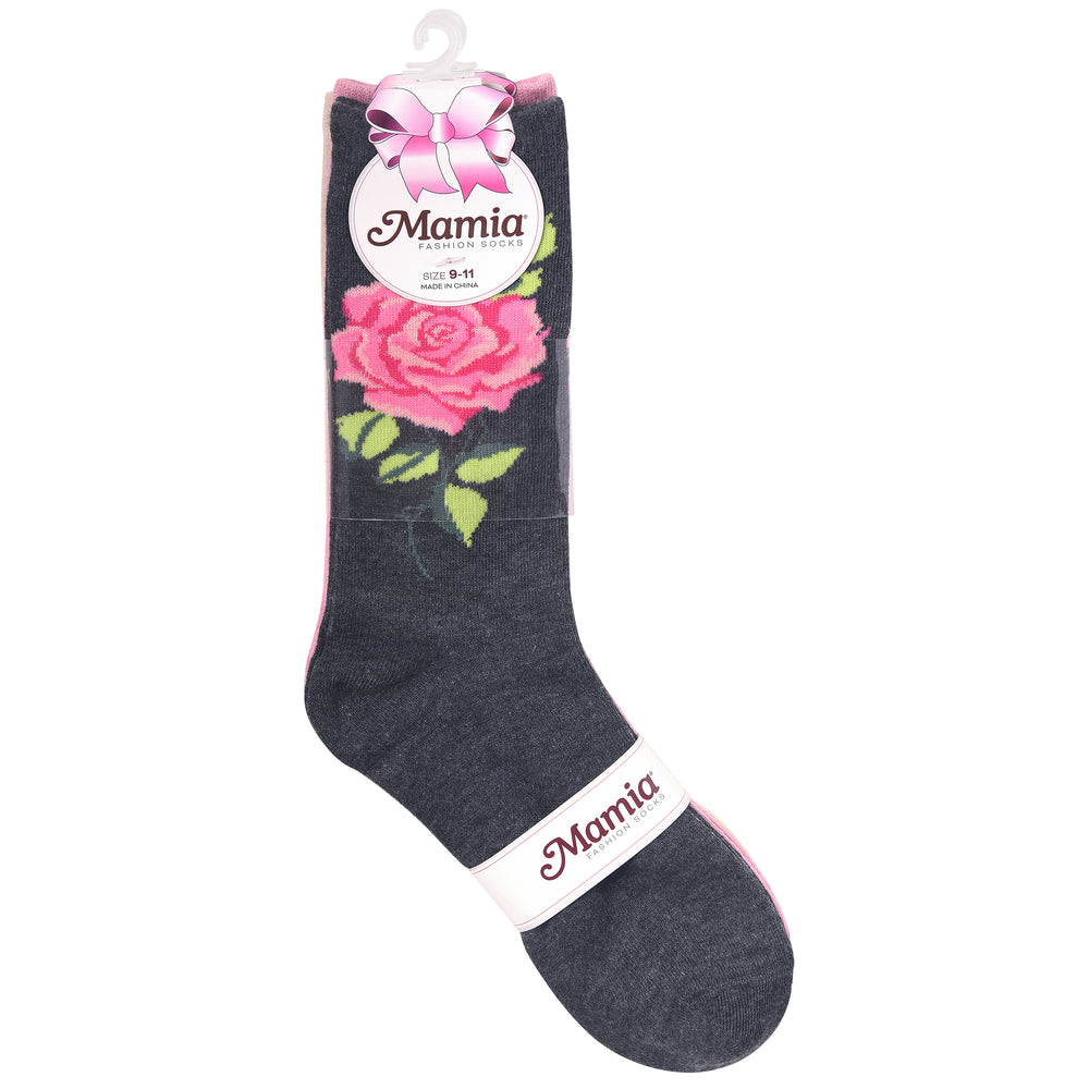 MAMIA LADIES DESIGN CREW SOCKS (ROSE1)