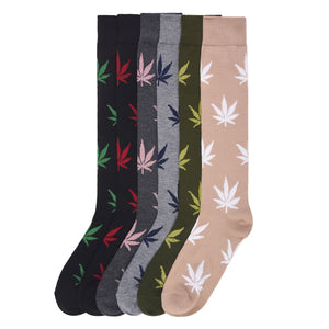 MAMIA WOMEN'S KNEE HIGH SOCKS (70801_LEAVES)