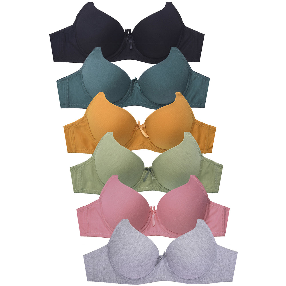MAMIA LADIES COTTON 3 HOOK PLAIN BRA (BR4271P7)