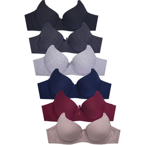 MAMIA LADIES  FULL CUP PLAIN 3 HOOK COTTON BRA (BR4307PA)