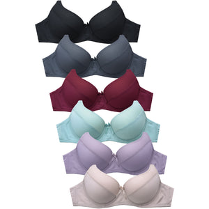 SOFRA LADIES FULL CUP PLAIN BRA W/MESH DETAIL (BR4445P)