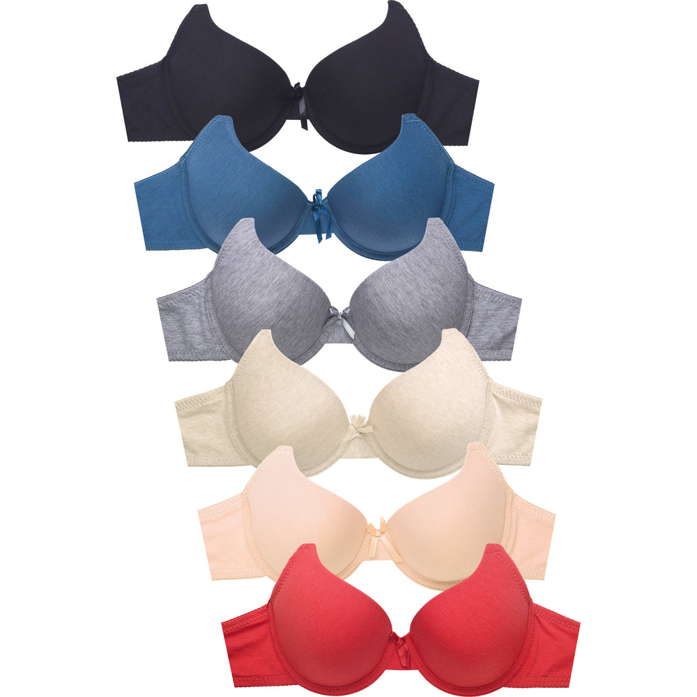 Mamia Womens Basic LacePlain Lace Bras (Pack of 6)- Various Styles (65 (3  Hooks), 32B)