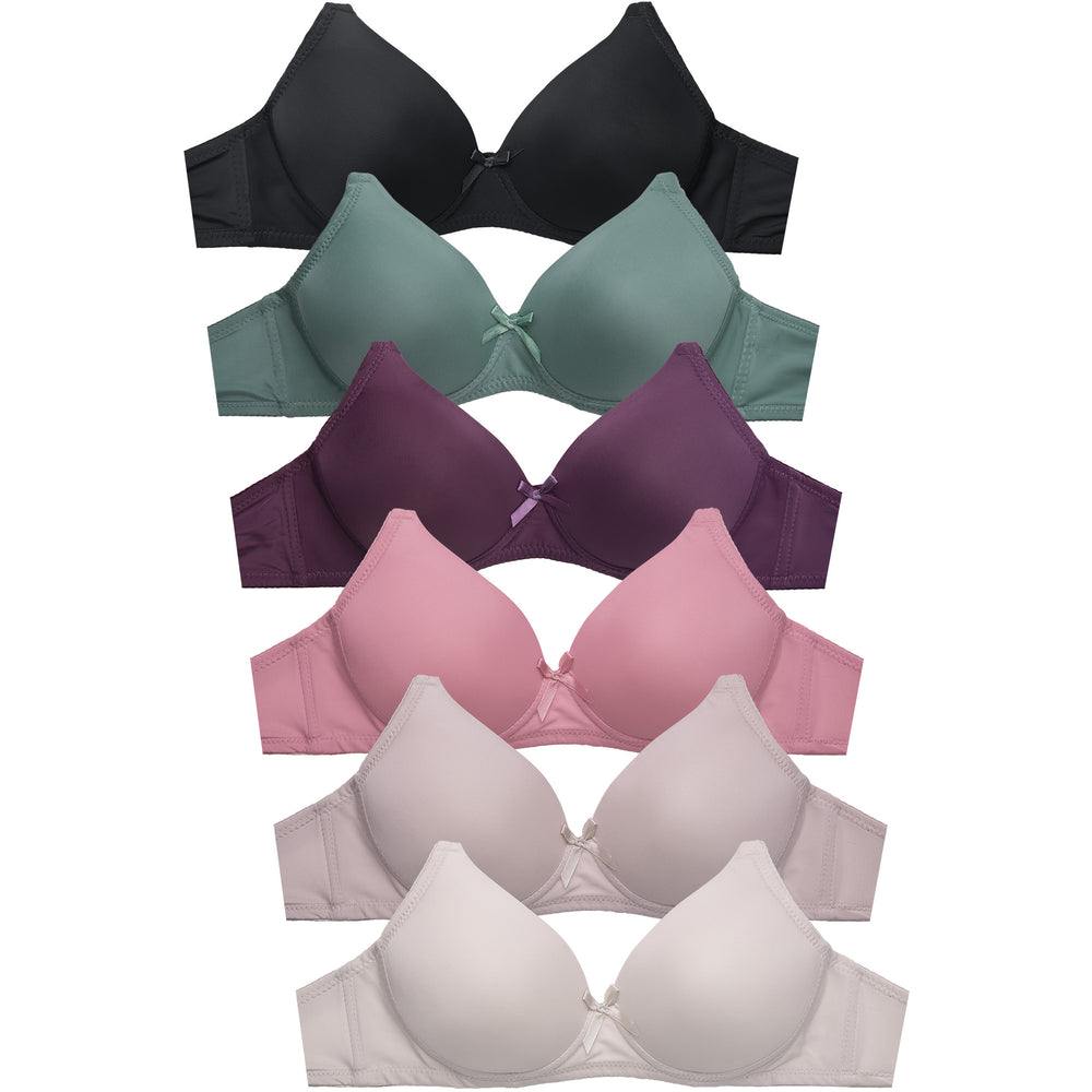 Mamia Women's Basic Lace/Plain Lace Bras (Pack of 6)- Various Styles  (Catalina, 32B) at  Women's Clothing store