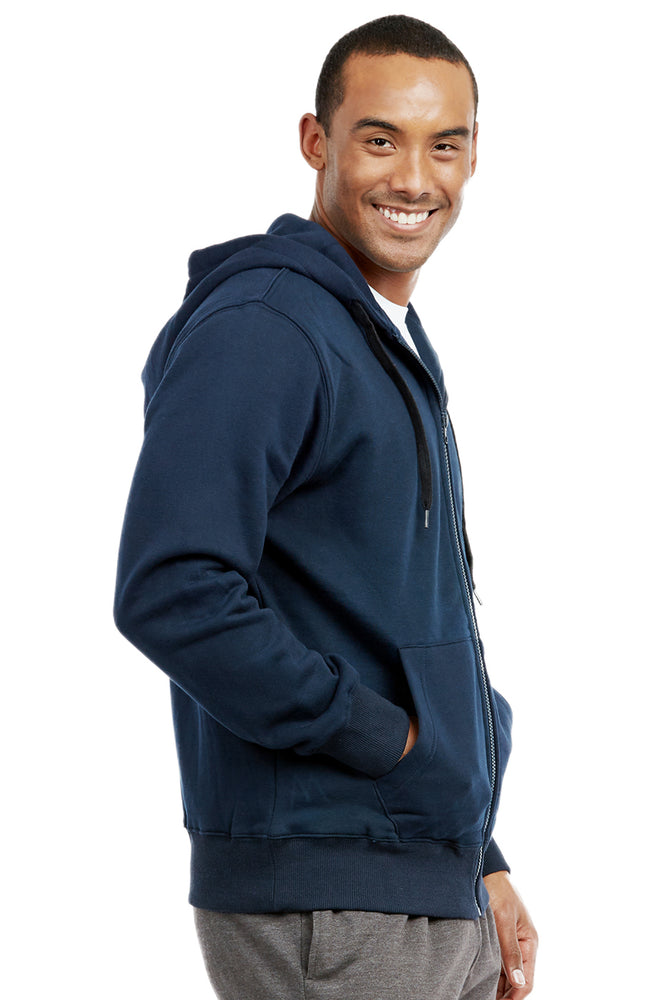 KNOCKER MEN'S HEAVY WEIGHT FLEECE ZIPPER HOODIE JACKET (HD2000_NAVY)