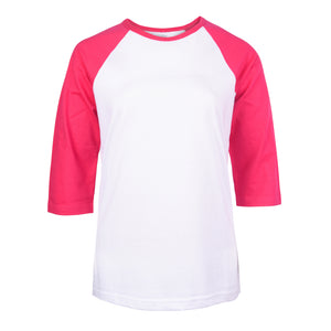 COTTONBELL LADIES BASEBALL TEE (LBT001C_WH/H.PK)