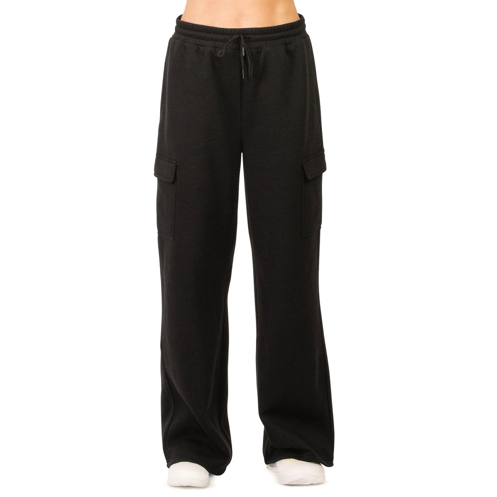 SOFRA LADIES FLEECE CARGO PANTS (LCP1000) - BLACK/H.GRY/OAT