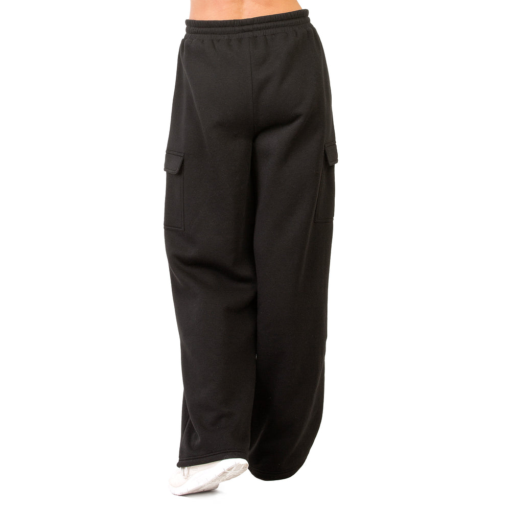 SOFRA LADIES FLEECE CARGO PANTS (LCP1000) - BLACK/H.GRY/OAT