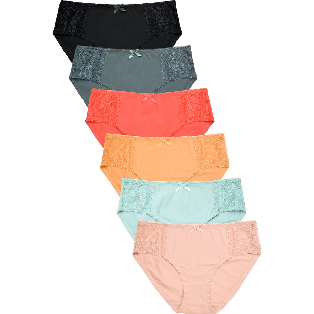 6 Packs of MAMIA Women's Ladies Lace Front Polyester Underwear Bikiny  Panties - Style#3