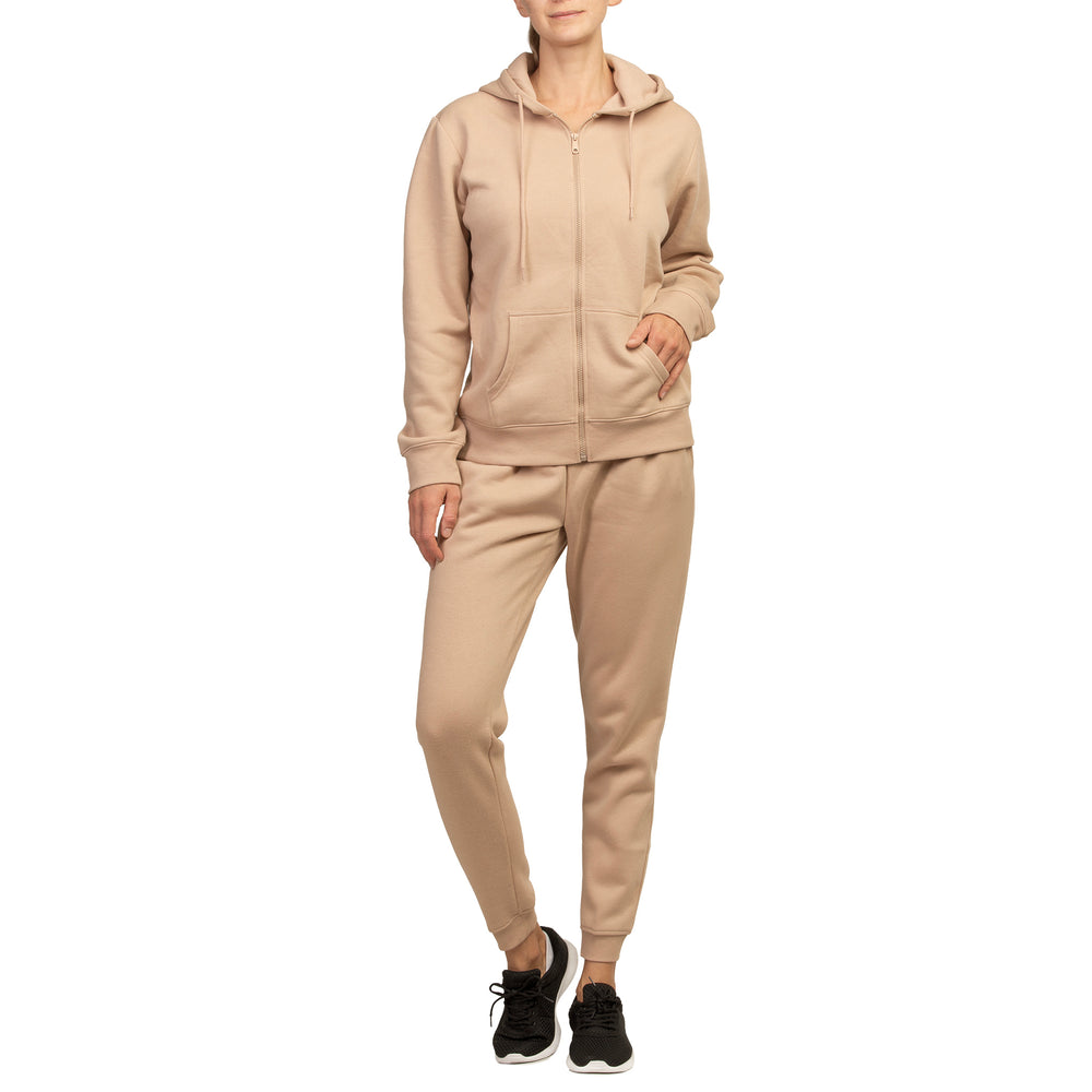 SOFRA LADIES FLEECE HOODIE JACKET (LHD2000) - BLACK/H.GRY/SAND