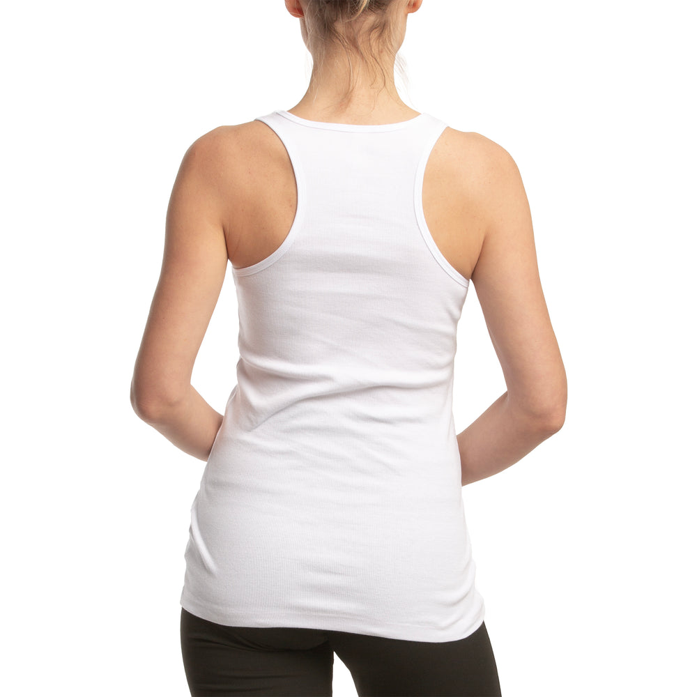 LADIES COTTON RIBBED KNIT RACERBACK TANK TOP (TT300) - BLK/H.GR