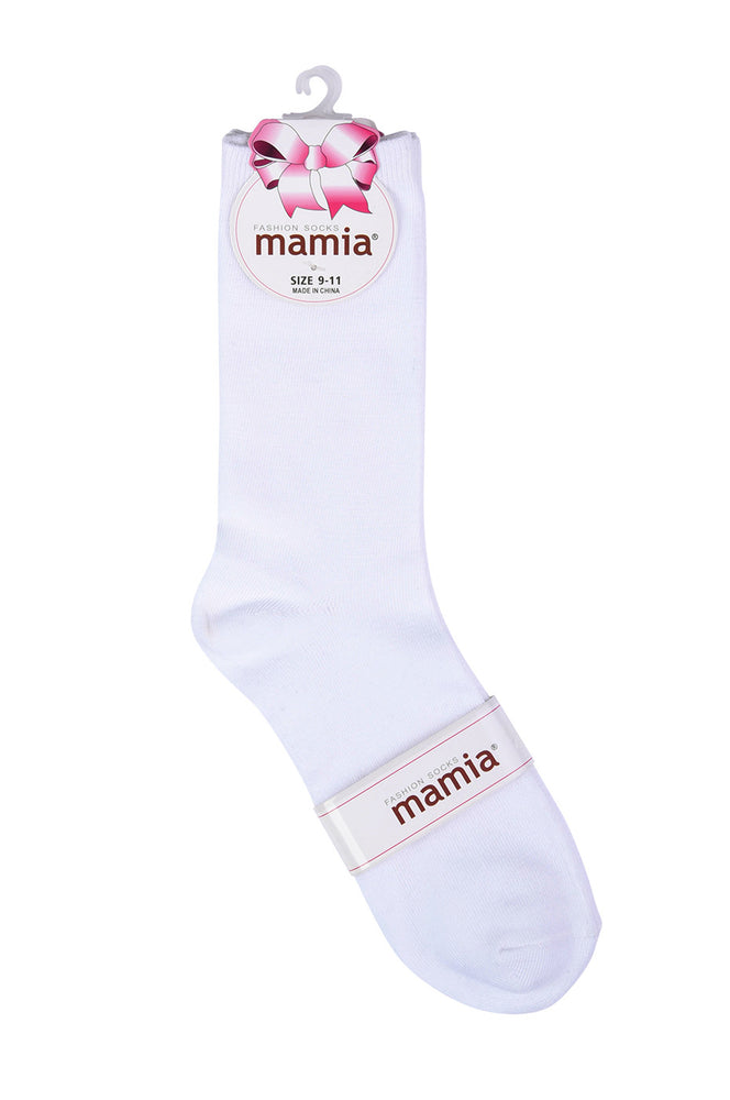 MAMIA LADIES PLAIN CREW SOCKS (70501_WHITE)