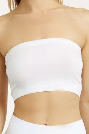 SOFRA LADIES SEAMLESS NO PAD TUBE BRA (BR0125STN_WHITE)