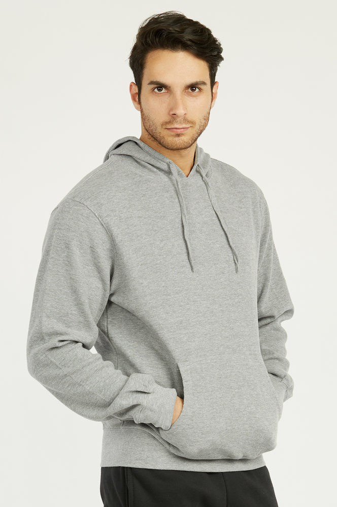KNOCKER MEN'S WAFFLE FABRIC PULLOVER HOODIE (HD1100_H.GRY)