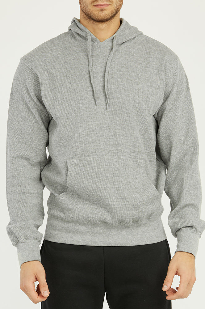 KNOCKER MEN'S WAFFLE FABRIC PULLOVER HOODIE (HD1100_H.GRY)
