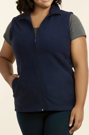 SOFRA LADIES POLAR FLEECE VEST PLUS SIZE (LPF100X_NVY)