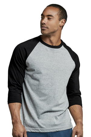 
            
                Load image into Gallery viewer, TOP PRO MEN&amp;#39;S 3/4 SLEEVE BASEBALL TEE (MBT001_BLK/LT.G)
            
        