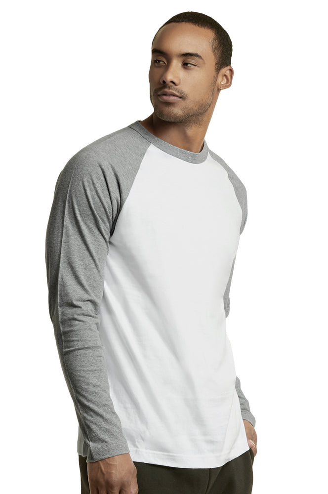 
            
                Load image into Gallery viewer, TOP PRO MEN&amp;#39;S LONG SLEEVE BASEBALL TEE (MBT002_LT.G/WHT)
            
        