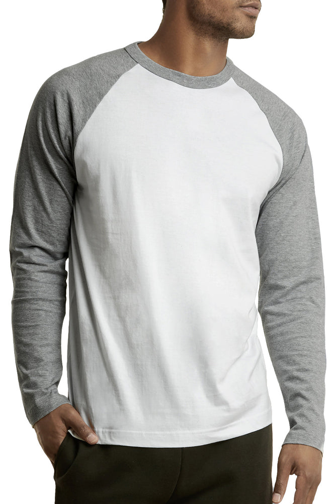 
            
                Load image into Gallery viewer, TOP PRO MEN&amp;#39;S LONG SLEEVE BASEBALL TEE (MBT002_LT.G/WHT)
            
        