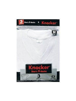 KNOCKER MEN'S WHITE V-NECK SHIRTS (VTK3501)