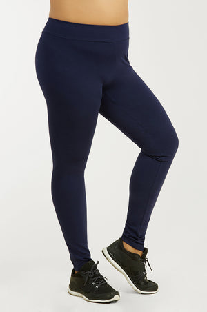 SOFRA LADIES COTTON LEGGINGS PLUS SIZE (WP4000X_NAVY)