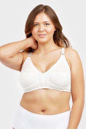 M&S Ivory Non Wired Full Cup Lacey Bra. Size 36C
