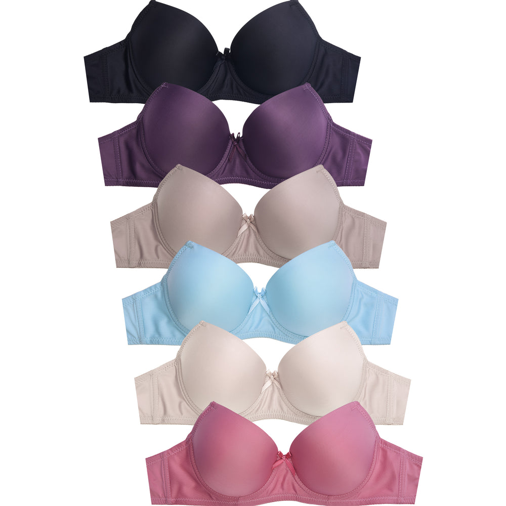 Mamia Women's Basic Lace/Plain Lace Bras (Pack of 6)- Various Styles (38B)