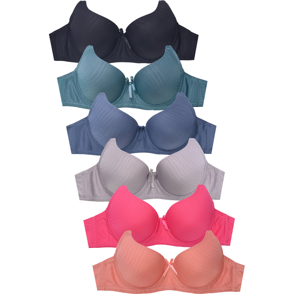 Mamia Women's Basic Lace/Plain Lace Bras Pack of 6- Various Styles 43035,  36B 