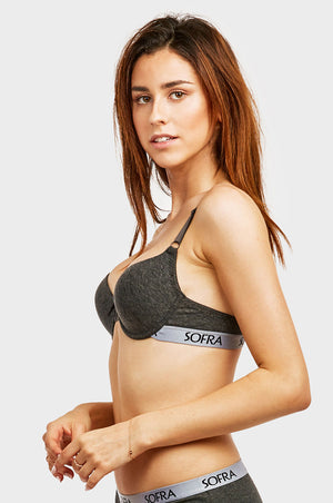 SOFRA LADIES FULL CUP COTTON LOGO BAND BRA (BR4421P)