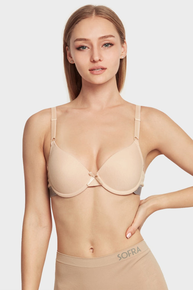 SOFRA LADIES FULL CUP COTTON LOGO BAND BRA (BR4421P)