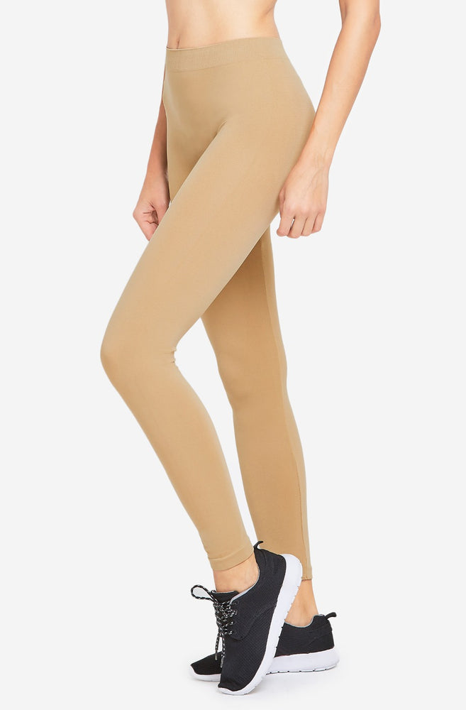 Mopas Solid Tan Leggings One Size - 46% off