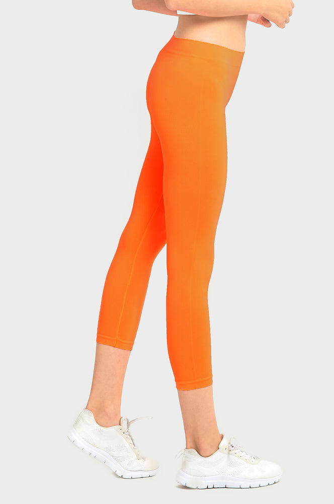 Orange Capri Solid Leggings for Women for sale