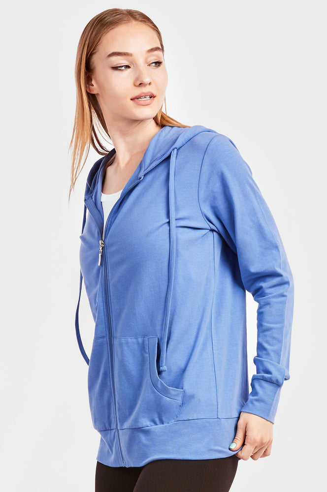 SOFRA LADIES SINGLE JERSEY ZIP-UP HOODIE JACKET (HDC7000A/XA_BLUE)