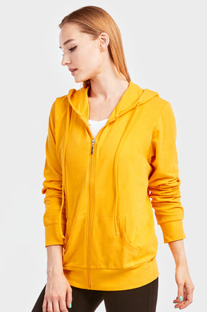 SOFRA LADIES SINGLE JERSEY ZIP-UP HOODIE JACKET (HDC7000A_MUSTARD)