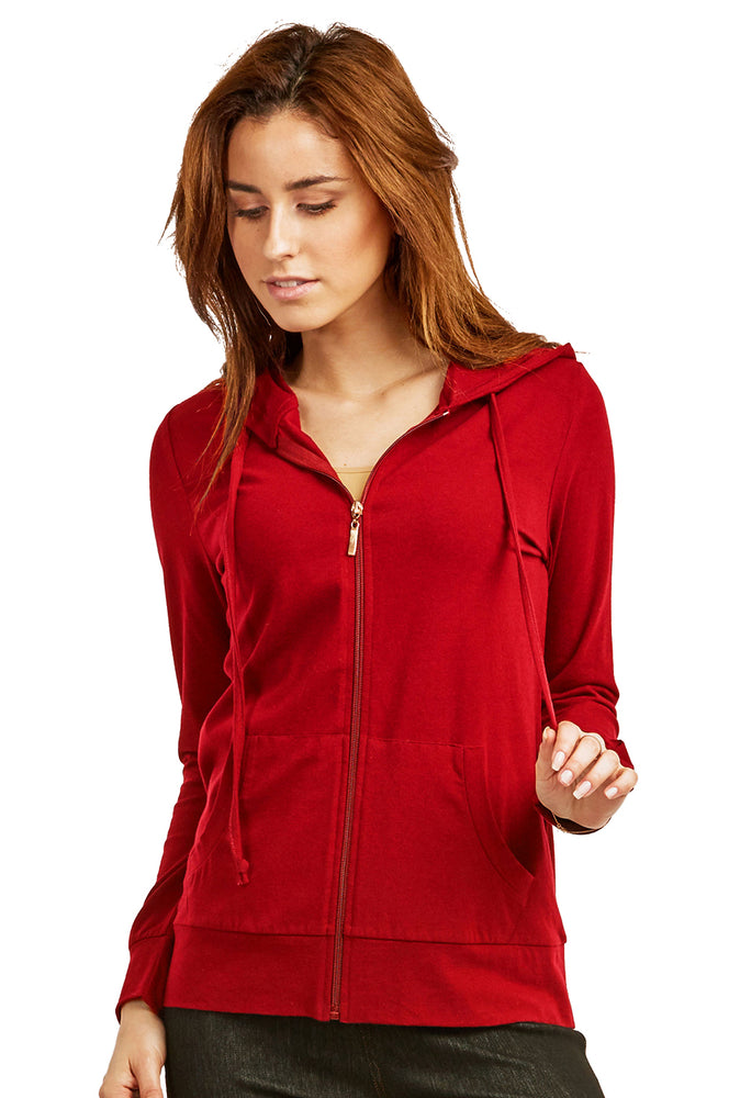 
            
                Load image into Gallery viewer, SOFRA LADIES SINGLE JERSEY ZIP-UP HOODIE JACKET (HDC7000A/XA_RED)
            
        