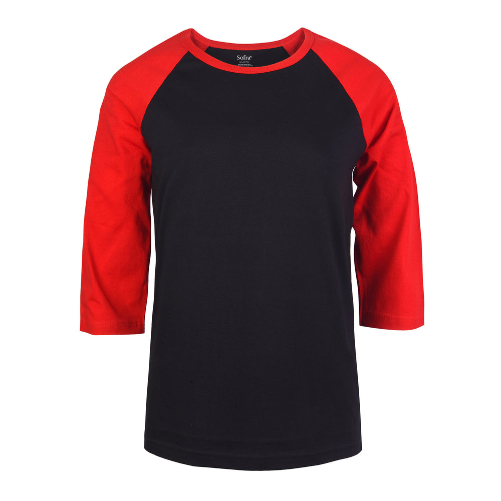 
            
                Load image into Gallery viewer, SOFRA LADIES BASEBALL TEE (LBT001_BK/RED)
            
        