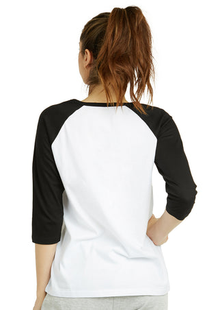 COTTONBELL LADIES BASEBALL TEE (LBT001C_WH/BK)