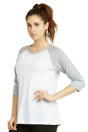 COTTONBELL LADIES BASEBALL TEE (LBT001C_WH/LT.H)