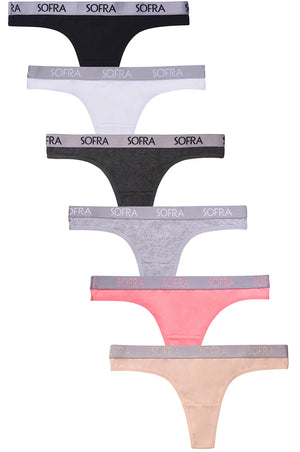 SOFRA LADIES LOGO BAND COTTON THONG PANTY (LP1423CT1)