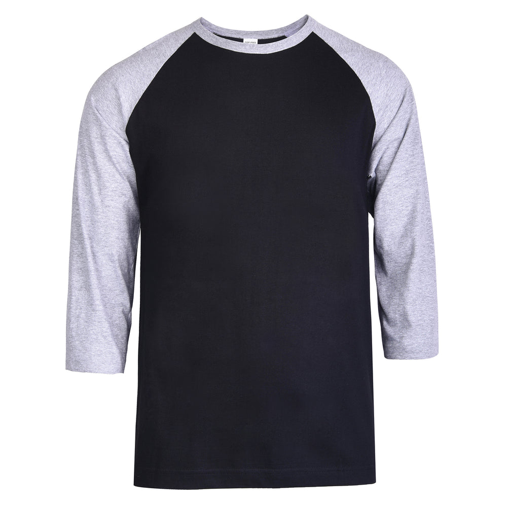 
            
                Load image into Gallery viewer, TOP PRO MEN&amp;#39;S 3/4 SLEEVE BASEBALL TEE (MBT001_H.GR/BLK)
            
        