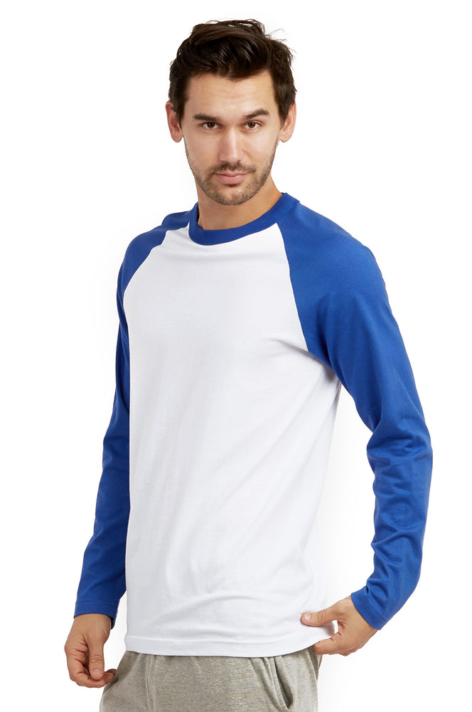 
            
                Load image into Gallery viewer, COTTONBELL MEN&amp;#39;S LONG SLEEVE BASEBALL TEE (MBT002C_RBL-WHT)
            
        