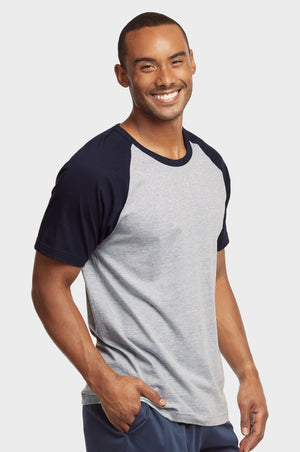 TOP PRO MEN'S SHORT SLEEVE BASEBALL TEE (MBT003_NV/LT.G)