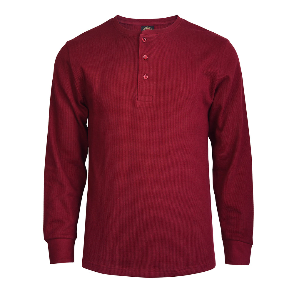 
            
                Load image into Gallery viewer, KNOCKER MEN&amp;#39;S WAFFLE-KNIT THERMAL HENLEY SHIRT (MHS100_BURG)
            
        