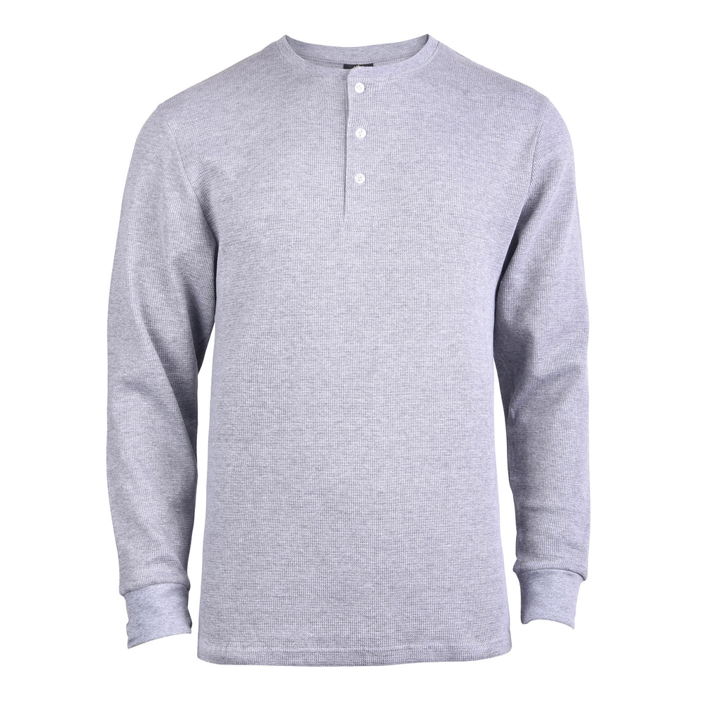 KNOCKER MEN'S WAFFLE-KNIT THERMAL HENLEY SHIRT